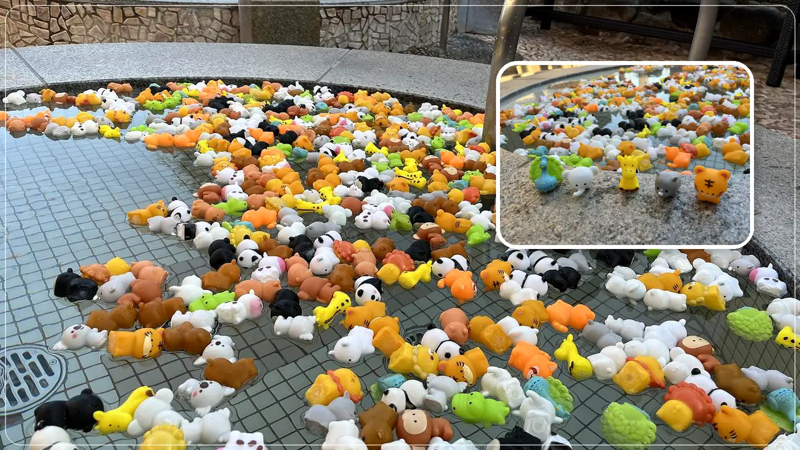 動物マスコットが浮かぶお風呂